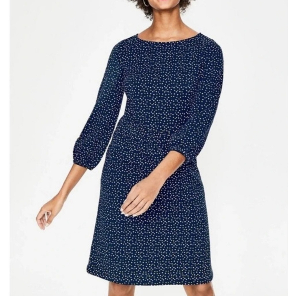 Boden Odelia Navy Star Pocket Jersey Cotton Dress Size 8 Regular